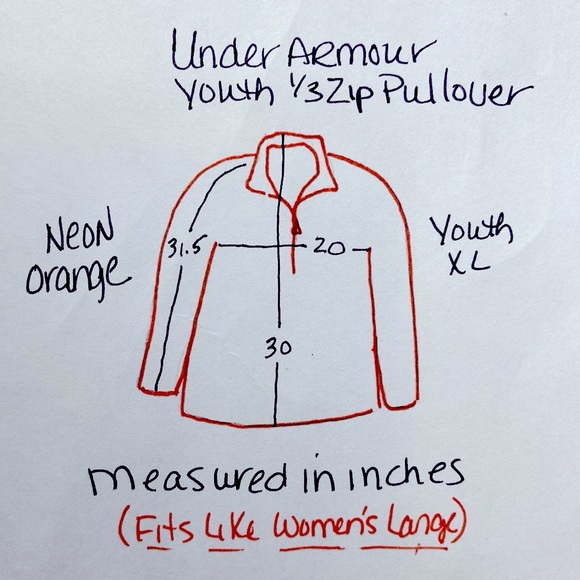 Under Armour Neon Orange 1/3 Zip Pullover. YXL. NWT. - Picture 6 of 9